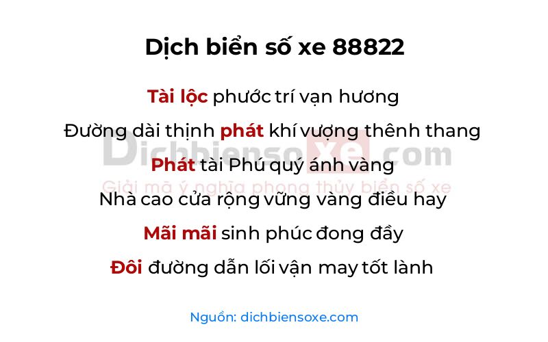 Dịch thơ biển số 88822