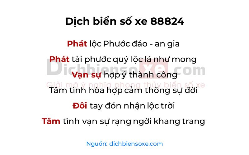 Dịch thơ biển số 88824