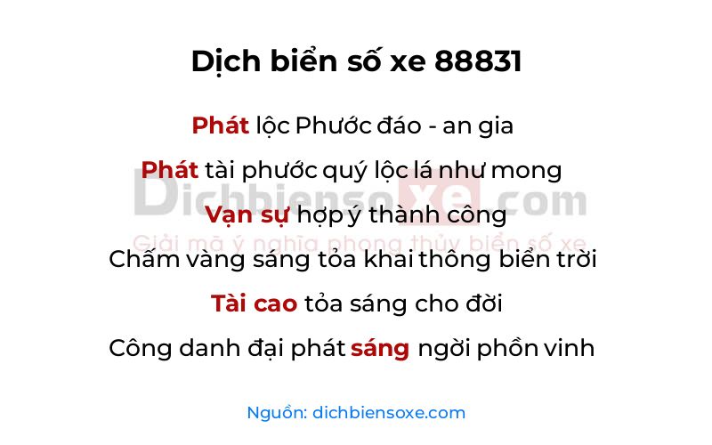 Dịch thơ biển số 88831