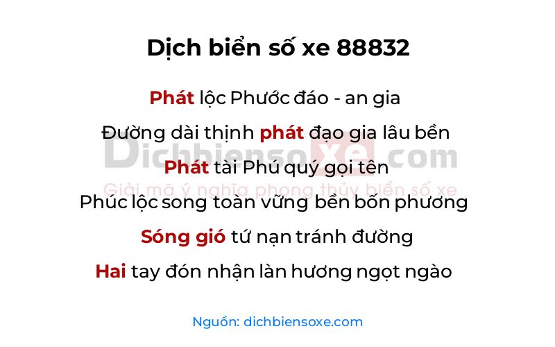 Dịch thơ biển số 88832