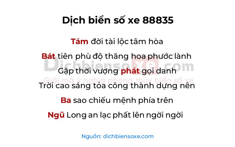 Dịch thơ biển số 88835