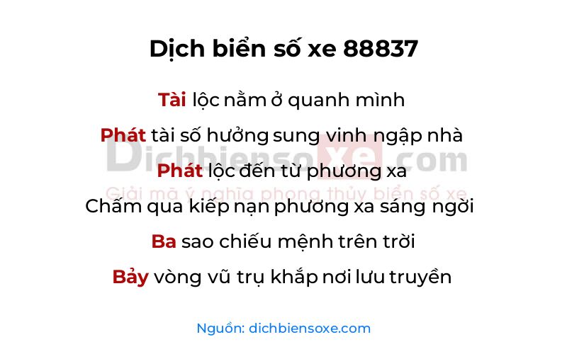 Dịch thơ biển số 88837