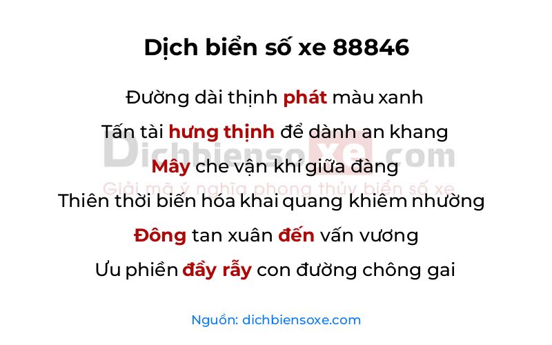 Dịch thơ biển số 88846