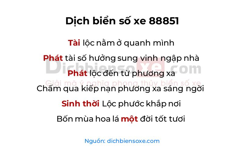 Dịch thơ biển số 88851