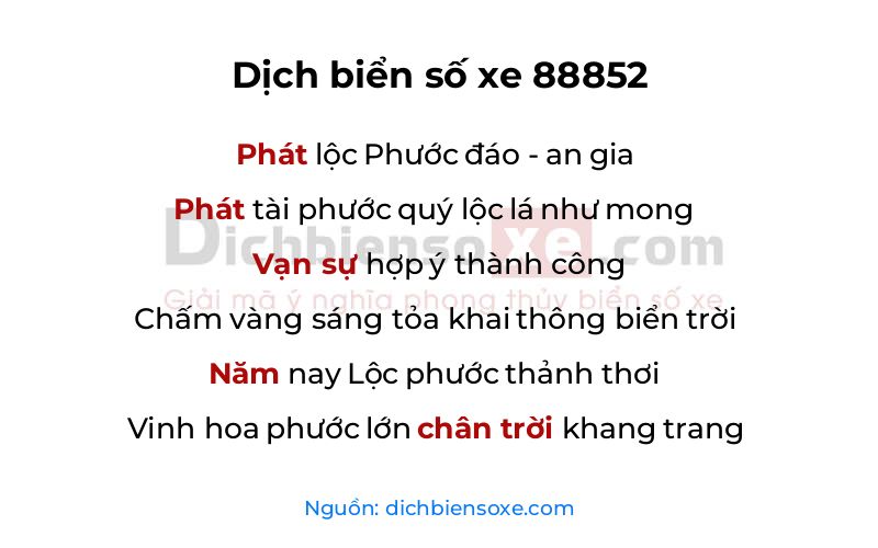 Dịch thơ biển số 88852