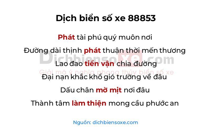 Dịch thơ biển số 88853