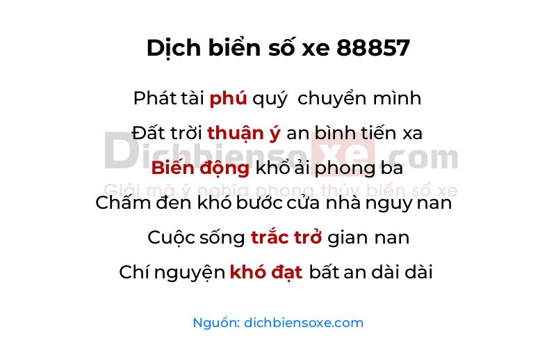 Dịch thơ biển số 88857