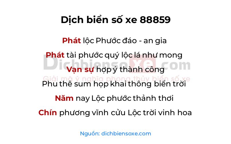 Dịch thơ biển số 88859