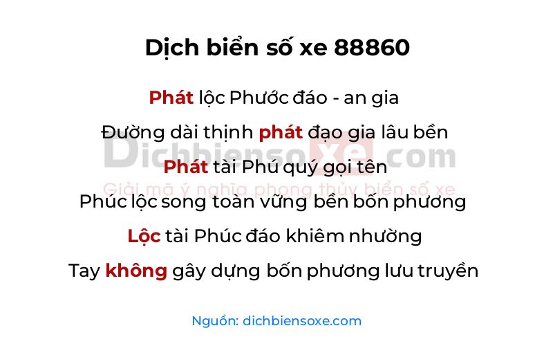 Dịch thơ biển số 88860