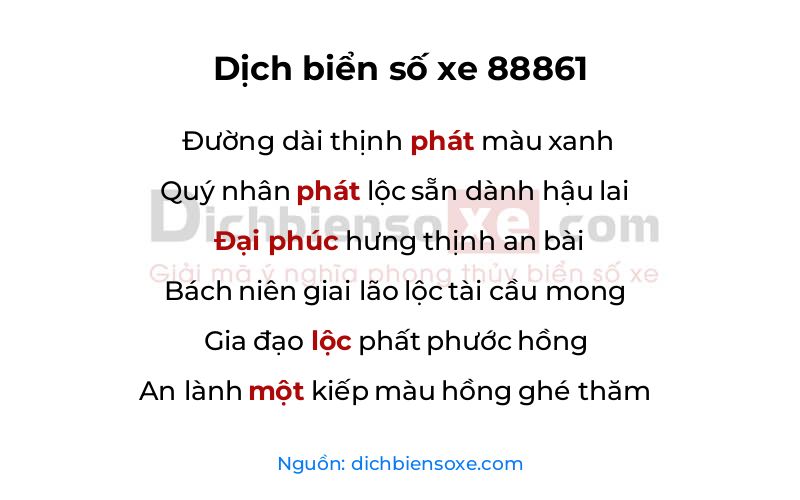 Dịch thơ biển số 88861