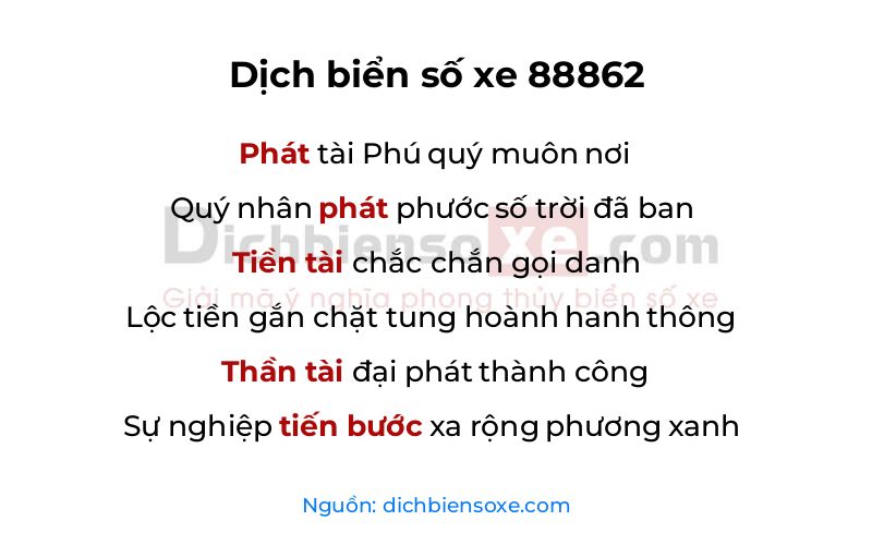 Dịch thơ biển số 88862