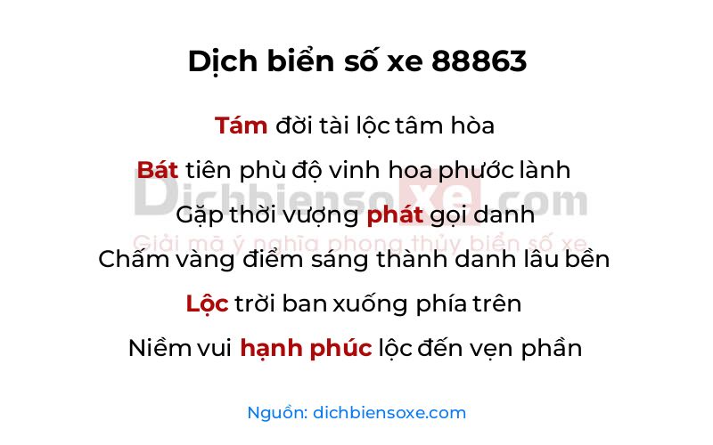 Dịch thơ biển số 88863