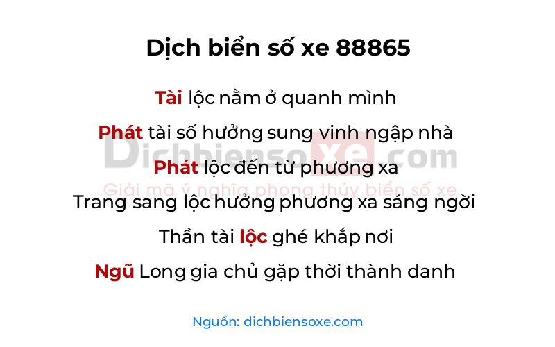 Dịch thơ biển số 88865