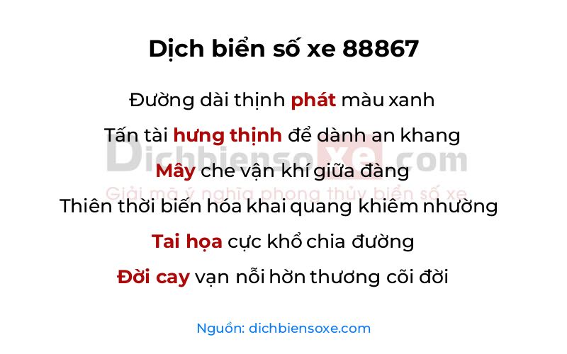 Dịch thơ biển số 88867