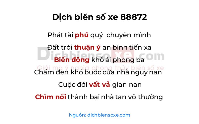 Dịch thơ biển số 88872