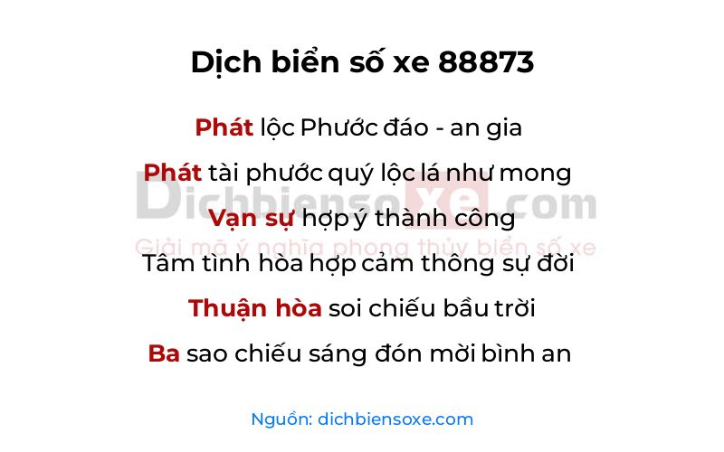 Dịch thơ biển số 88873