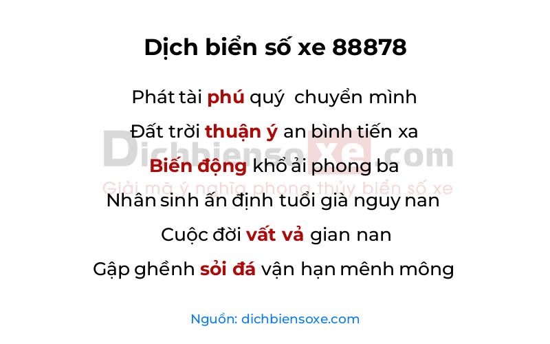 Dịch thơ biển số 88878