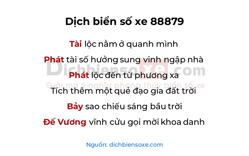 Dịch thơ biển số 88879