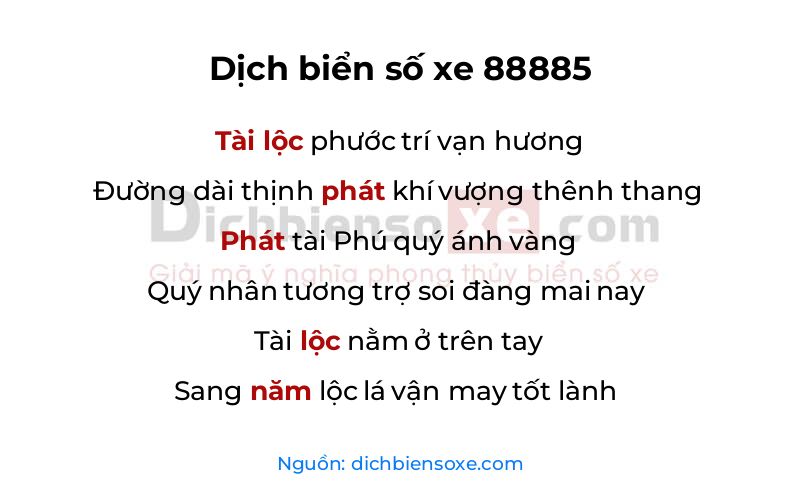 Dịch thơ biển số 88885