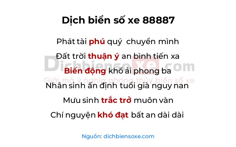 Dịch thơ biển số 88887