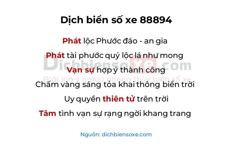 Dịch thơ biển số 88894