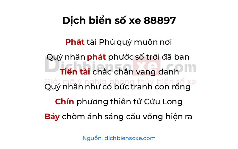 Dịch thơ biển số 88897