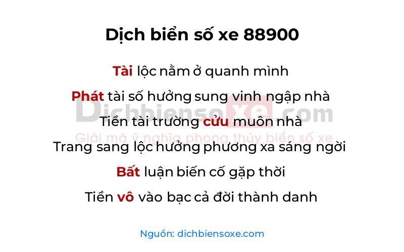 Dịch thơ biển số 88900