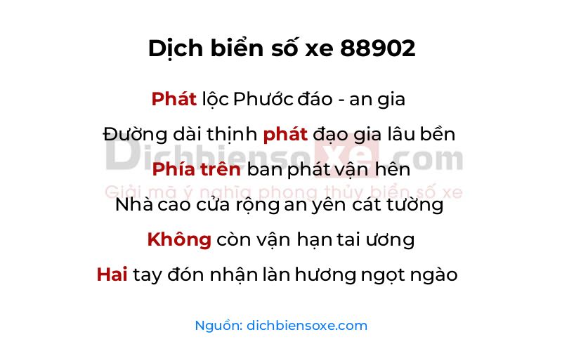 Dịch thơ biển số 88902