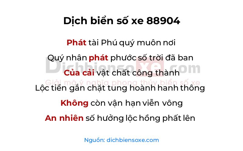 Dịch thơ biển số 88904