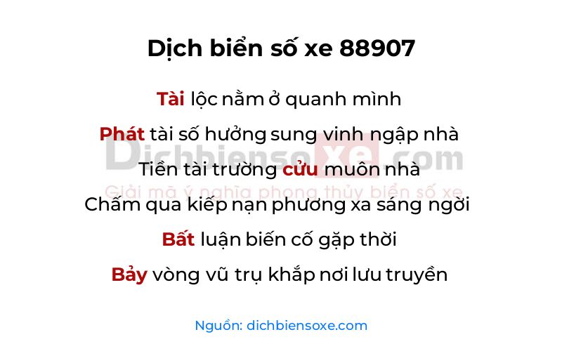Dịch thơ biển số 88907