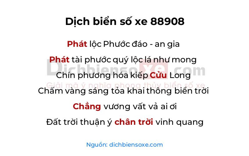 Dịch thơ biển số 88908