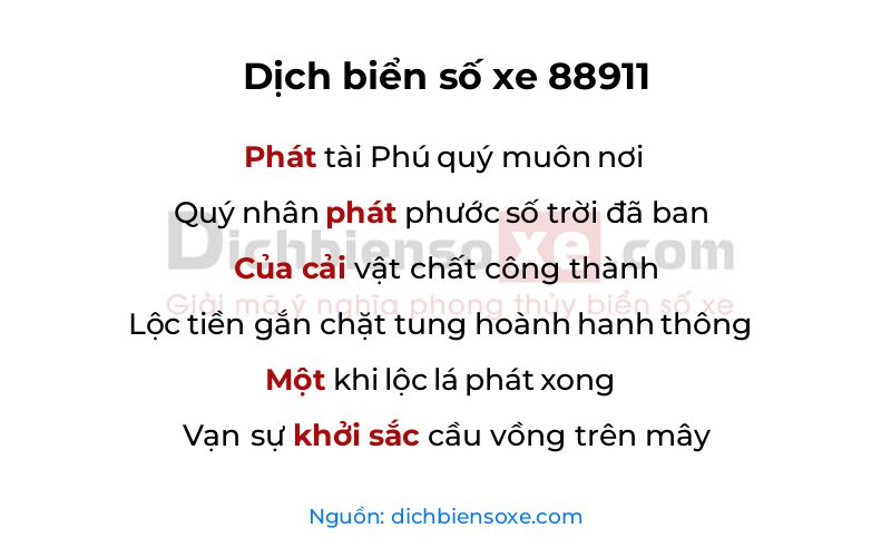 Dịch thơ biển số 88911