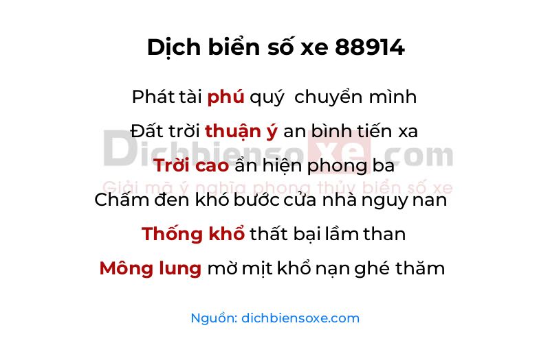 Dịch thơ biển số 88914