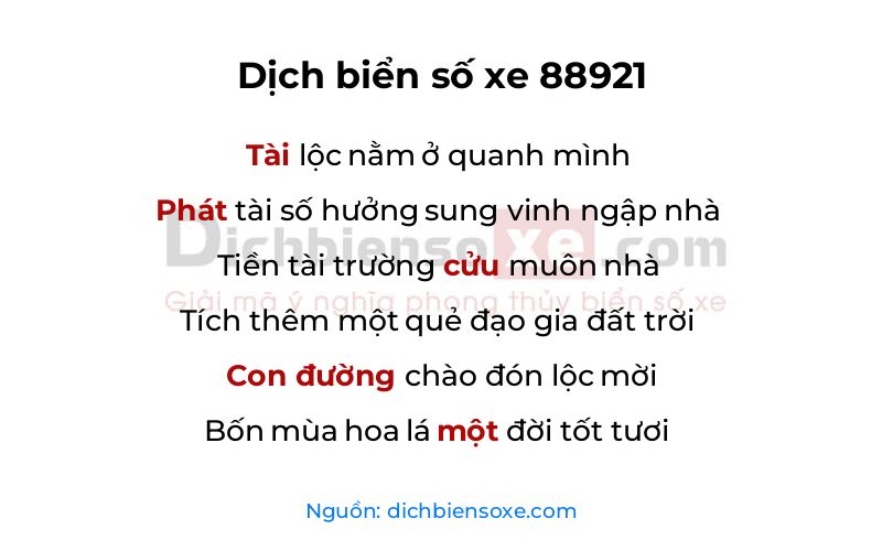 Dịch thơ biển số 88921