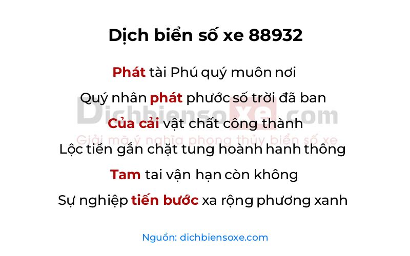 Dịch thơ biển số 88932
