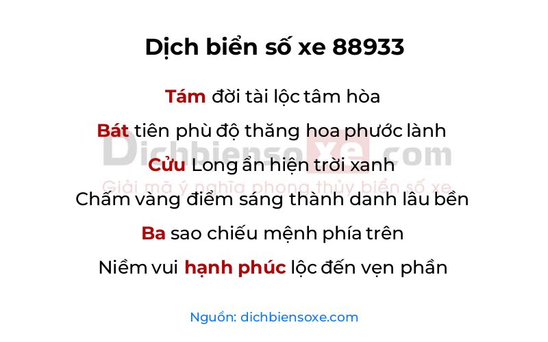 Dịch thơ biển số 88933