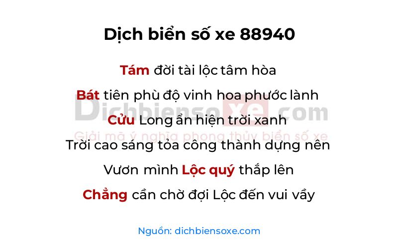 Dịch thơ biển số 88940