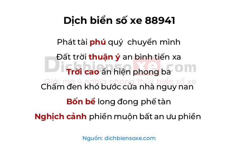 Dịch thơ biển số 88941