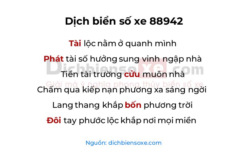Dịch thơ biển số 88942