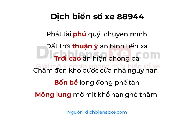 Dịch thơ biển số 88944