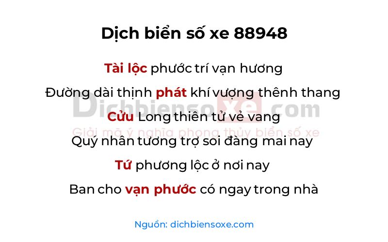 Dịch thơ biển số 88948