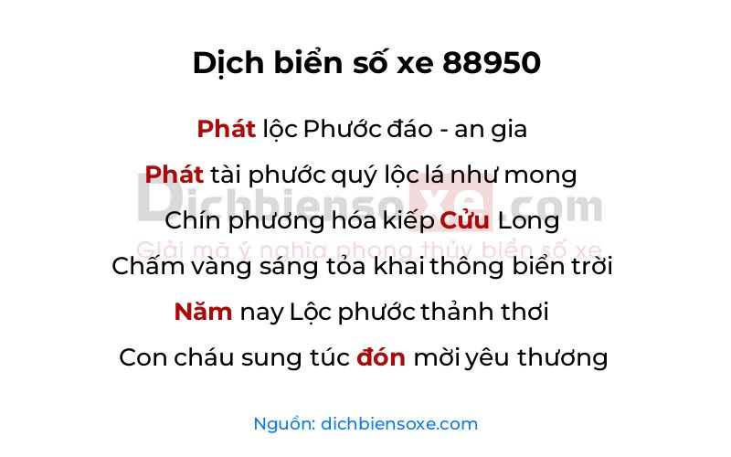 Dịch thơ biển số 88950