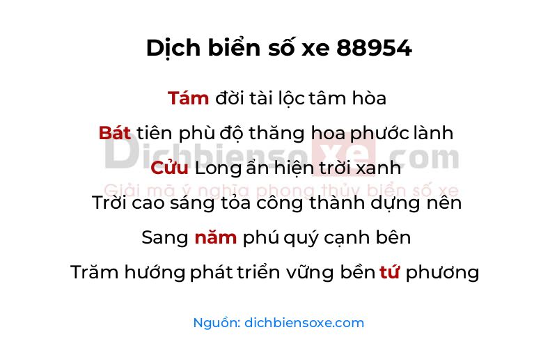 Dịch thơ biển số 88954