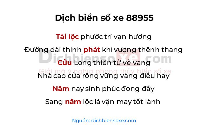 Dịch thơ biển số 88955