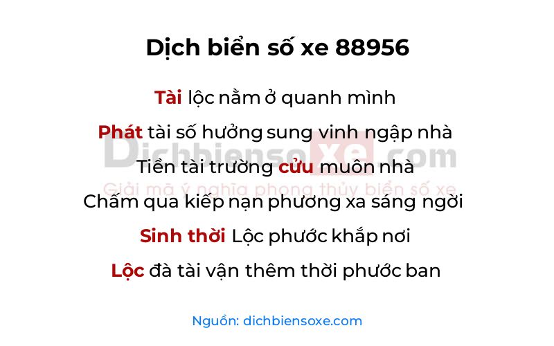 Dịch thơ biển số 88956