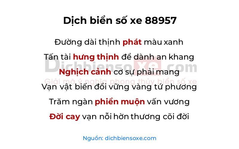 Dịch thơ biển số 88957