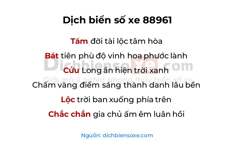Dịch thơ biển số 88961