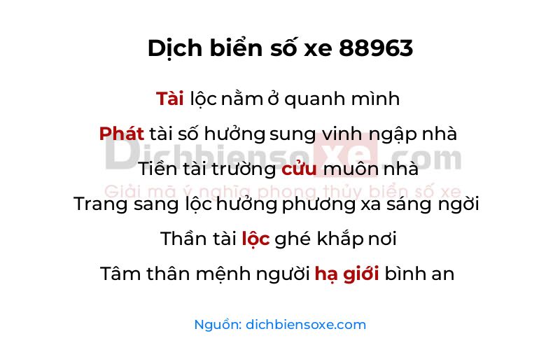 Dịch thơ biển số 88963