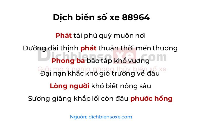 Dịch thơ biển số 88964
