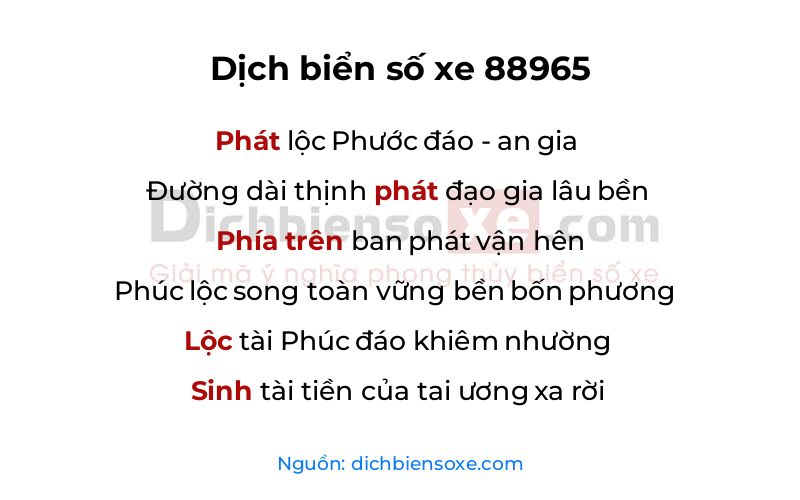 Dịch thơ biển số 88965